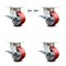 Service Caster 4 Inch Kingpinless Red Poly on Steel Wheel Caster Brakes 2 Swivel Locks, 4PK SCC-KP30S420-PUR-RS-SLB-BSL-2-SLB-2 - alternate 1